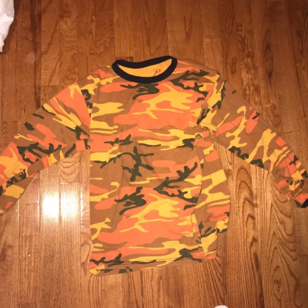 orange camo longsleeve shirt
